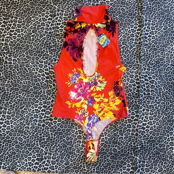 Free People Tops Pixie Floral Print Mock Neck Bodysuit Sleeveless NWT Size XS - Picture 5 of 10